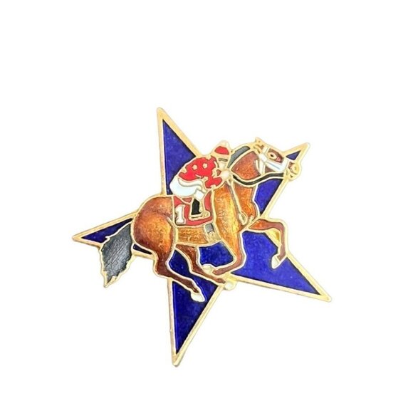 Vintage Hollywood Park Horse Racing Pin Track Star Jockey Enamel Lapel - Picture 1 of 5